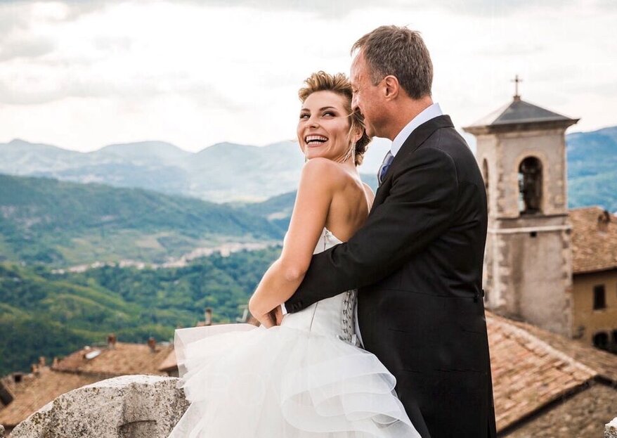 A sky-high wedding among the wonders of the Baronial Castle of Collalto Sabino
